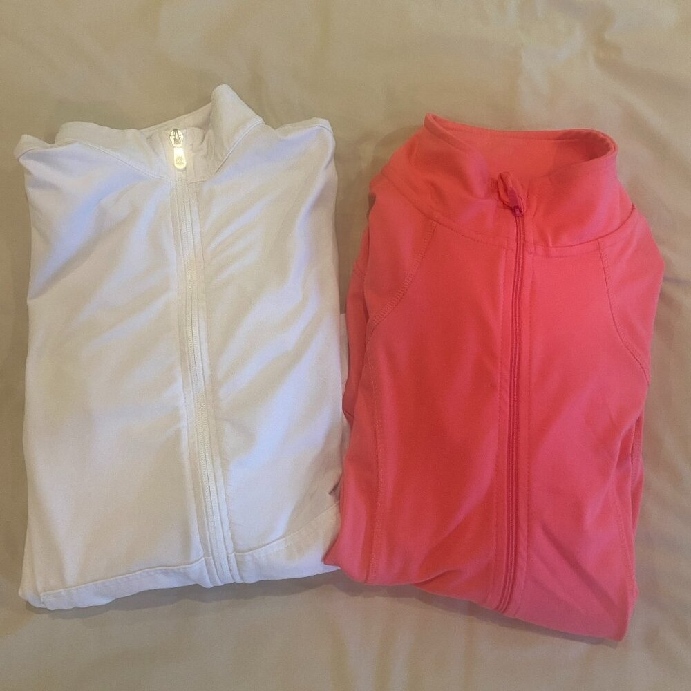 2 full zip women's track jackets size small and medium